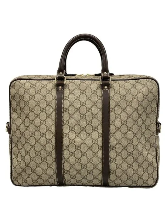 Gucci Business Bag GG Plus Supreme Dark Brown Beige No Lock Leather - Picture 3 of 15